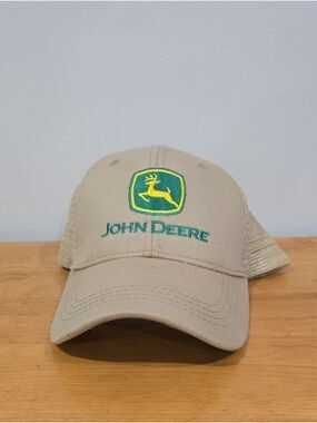 John Deere Khaki Cap with Green & Yellow Logo